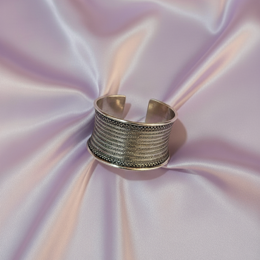 Oxidised Silver Wide Cuff Bangle