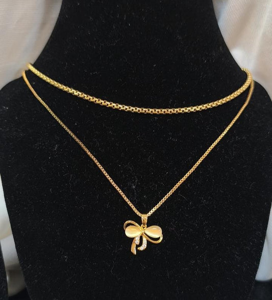 Zainif Ribbon Radiance Duo Necklace