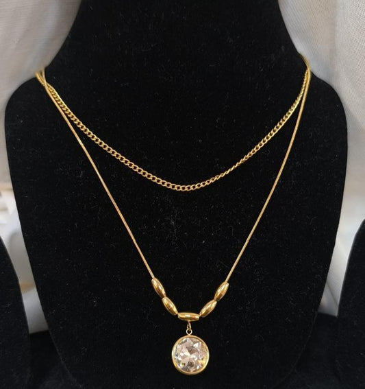 Zainif Luminous Orb Duo Necklace