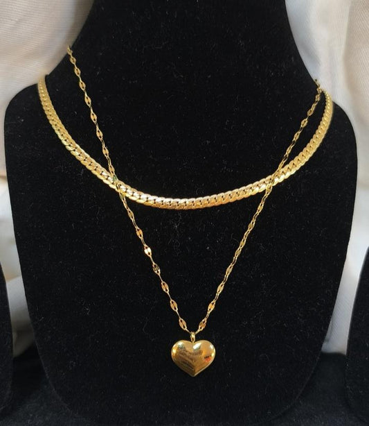 Zainif Golden Heartbeat Duo Necklace